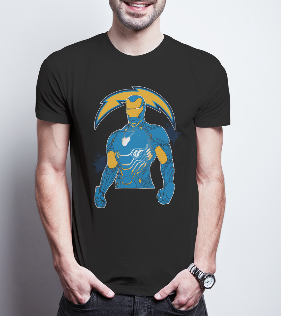 Iron Man Chargers Superhero Fusion T-Shirt
