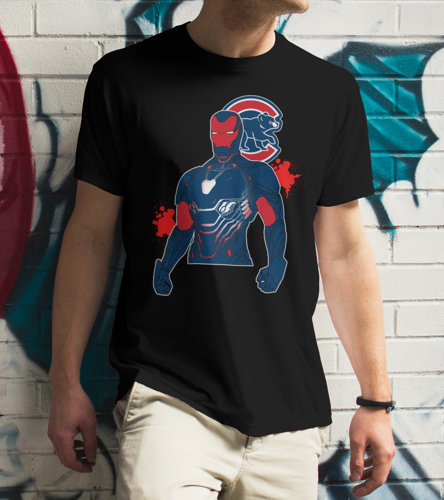 Iron Man Meets Chicago Cubs Crossover T-Shirt