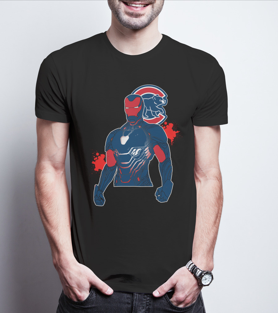 Iron Man Meets Chicago Cubs Crossover T-Shirt