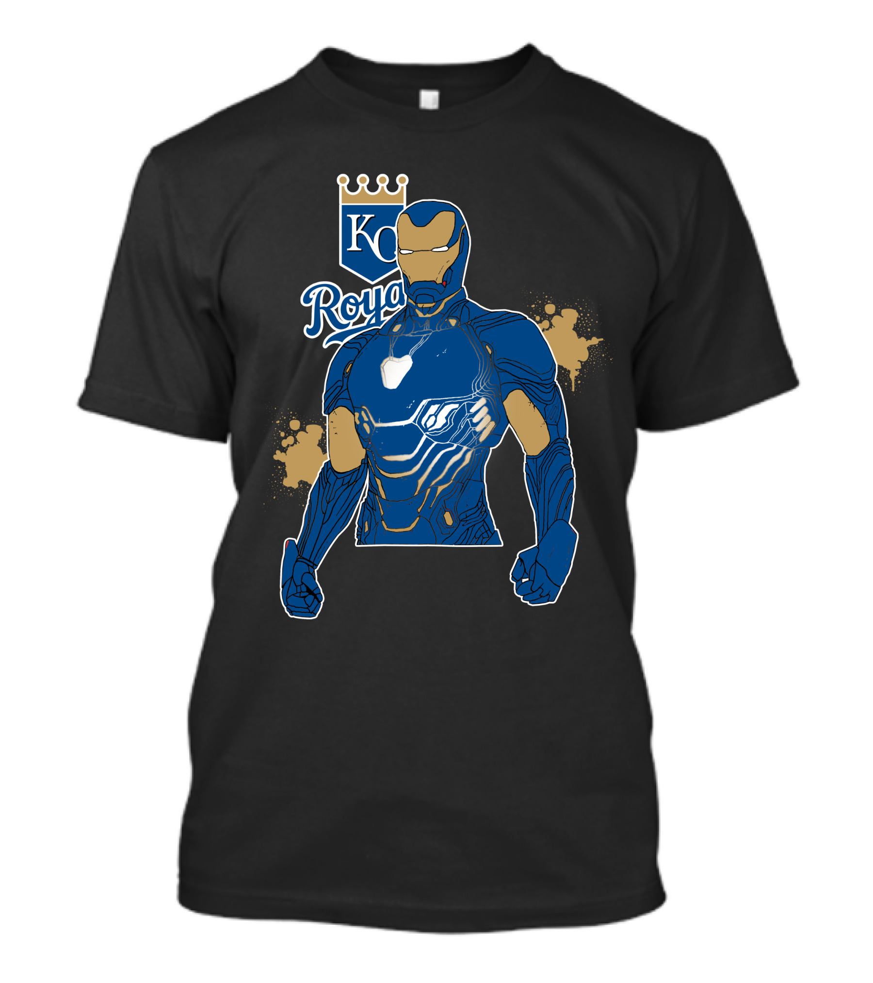 Iron Man Kc Royals Fusion With Blue Armor And Crown T-Shirt
