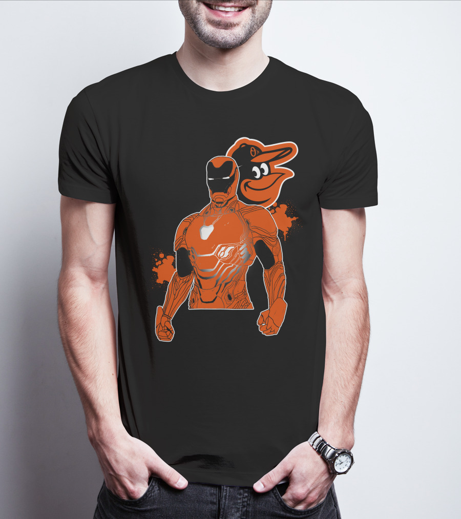 Iron Man And Baltimore Orioles Mashup T-Shirt