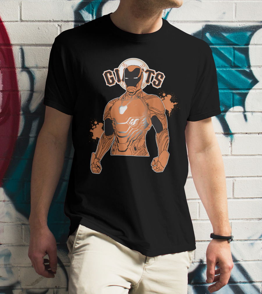 Iron Man Giants Mashup San Francisco Giants Orange And Black Superhero Crossover T-Shirt
