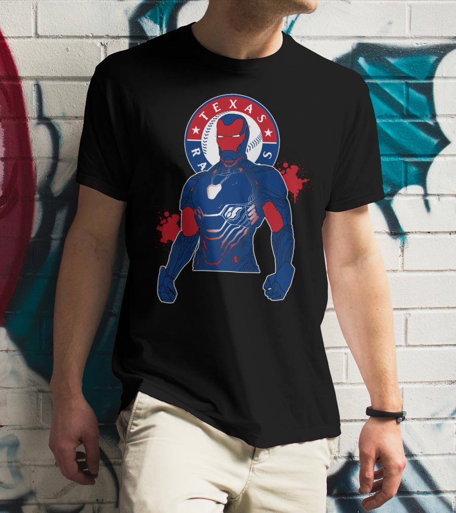 Iron Man Texas Rangers Baseball Fusion T-Shirt