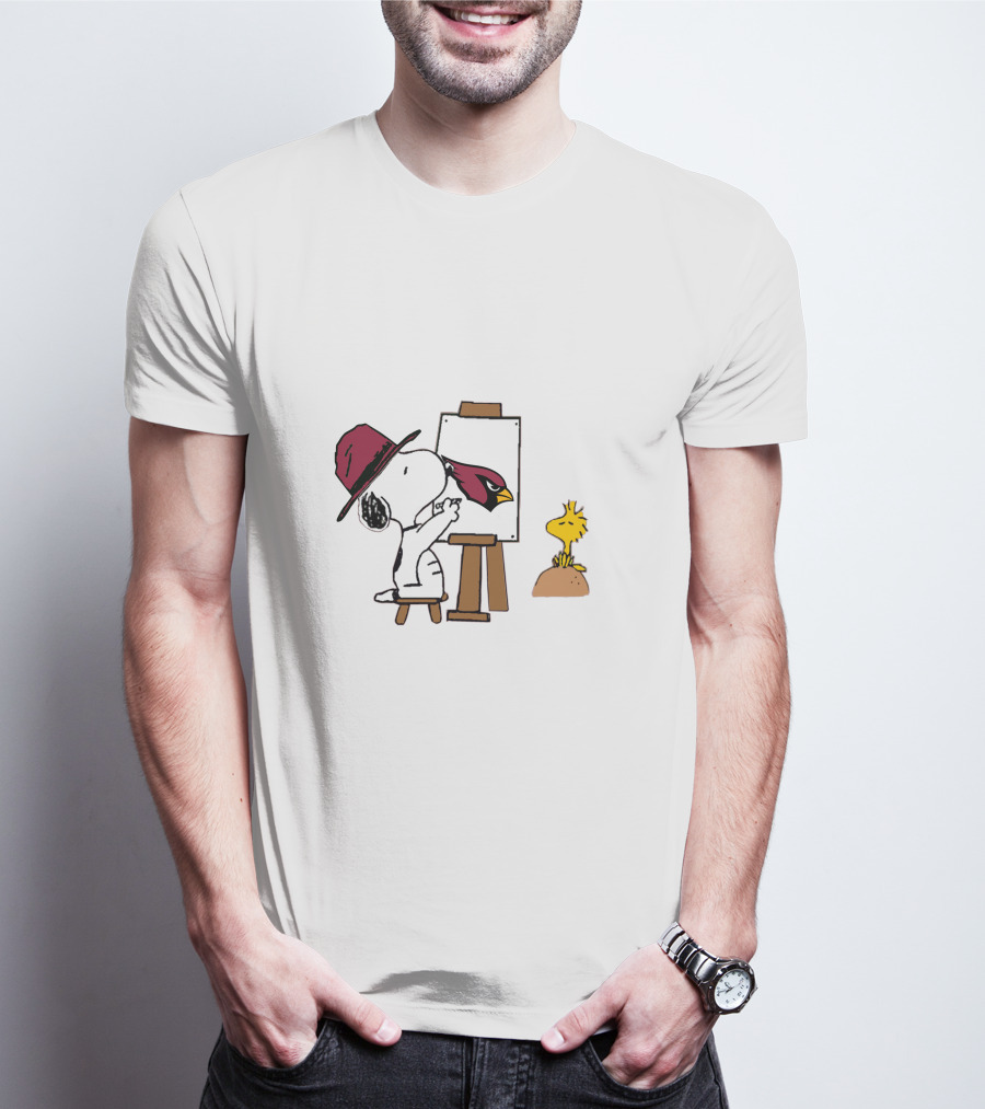 Cardinals Snoopy Painting With Woodstock T-Shirt