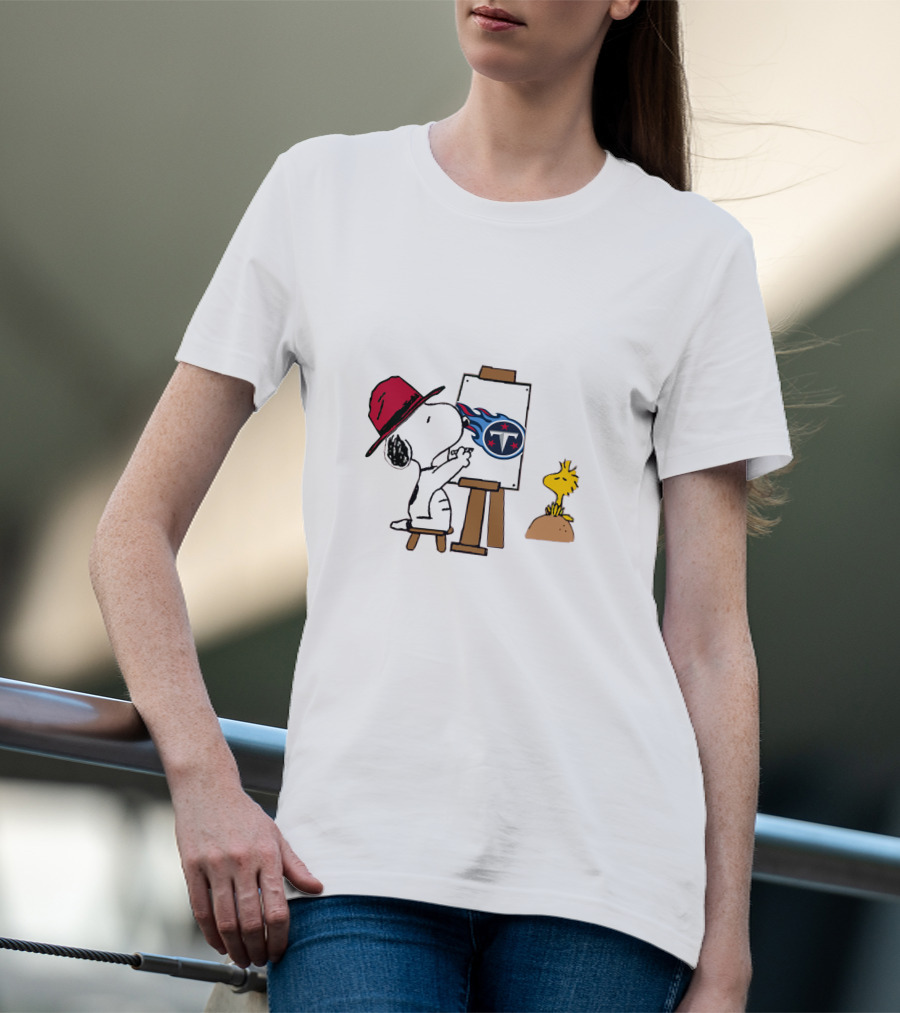 Titans Snoopy Painting With Football T-Shirt