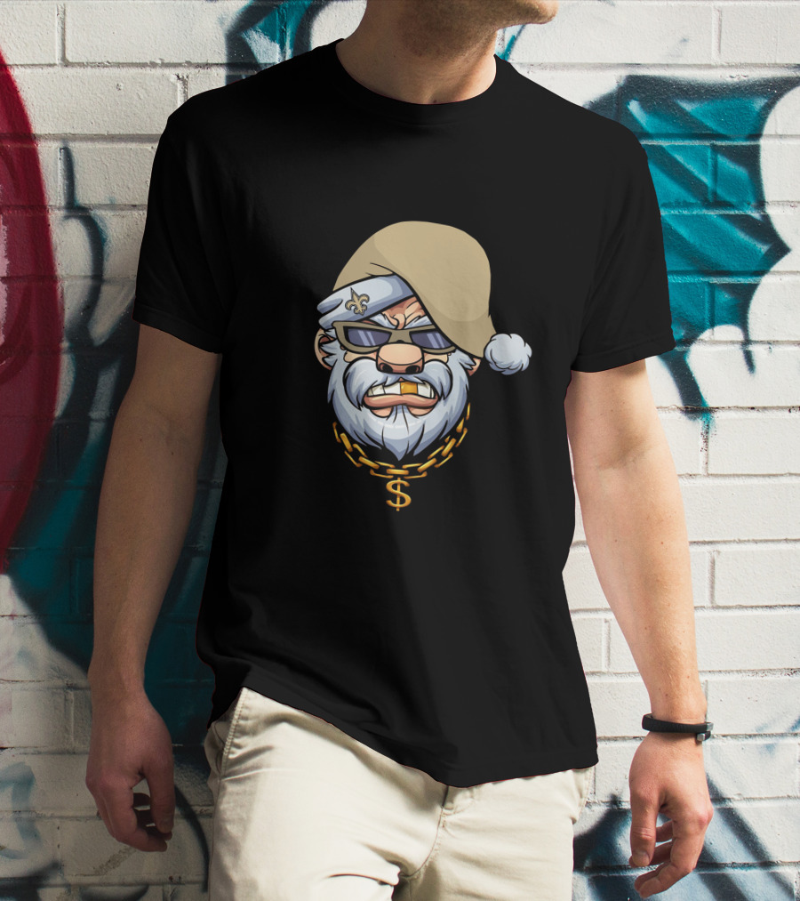 Saints Gangster Santa Fleur De Lis Chain T-Shirt