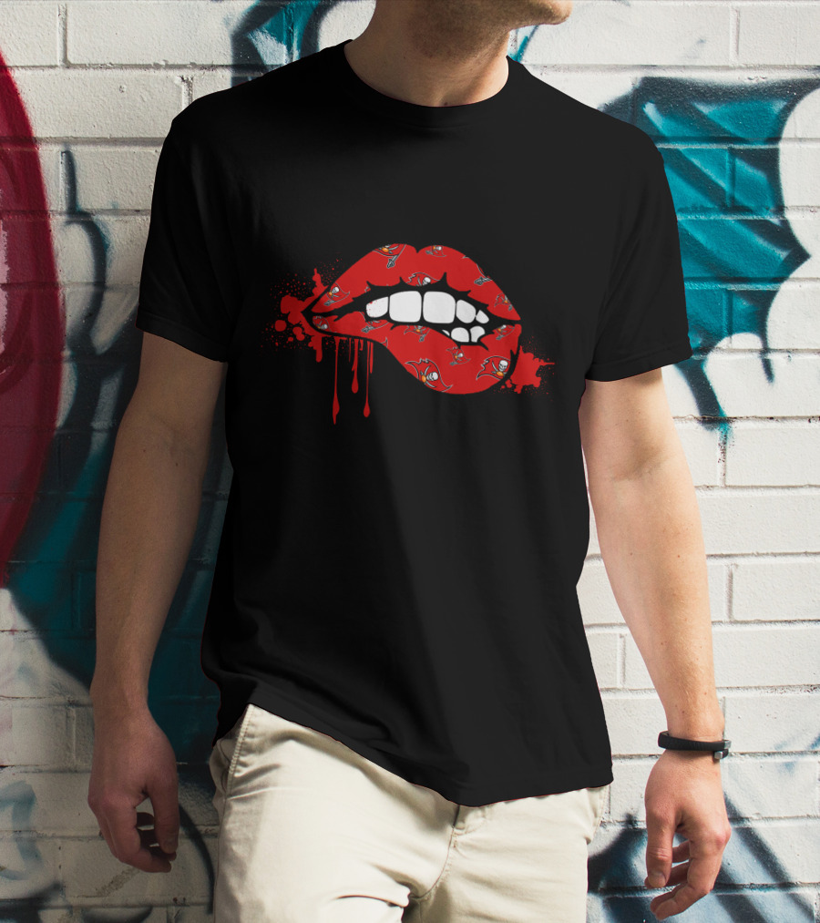 Dripping Lips Buccaneers Logo Red Splatter T-Shirt