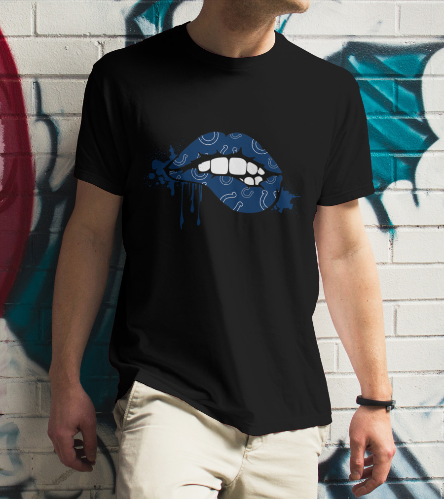Dripping Blue Lips With Horseshoe Colts T-Shirt
