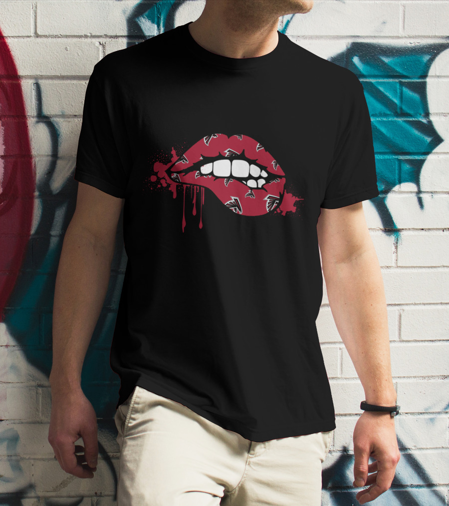 Dripping Lips With Falcons Iconic Red Bite T-Shirt