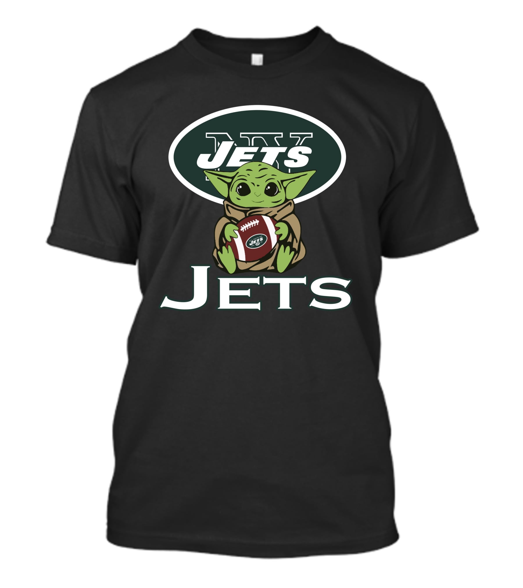 Jets Baby Yoda Star Wars Holding Football T-Shirt