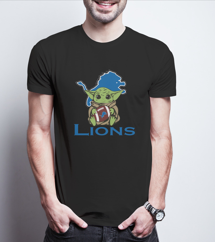 Lions Baby Yoda Football Star Wars Fan T-Shirt