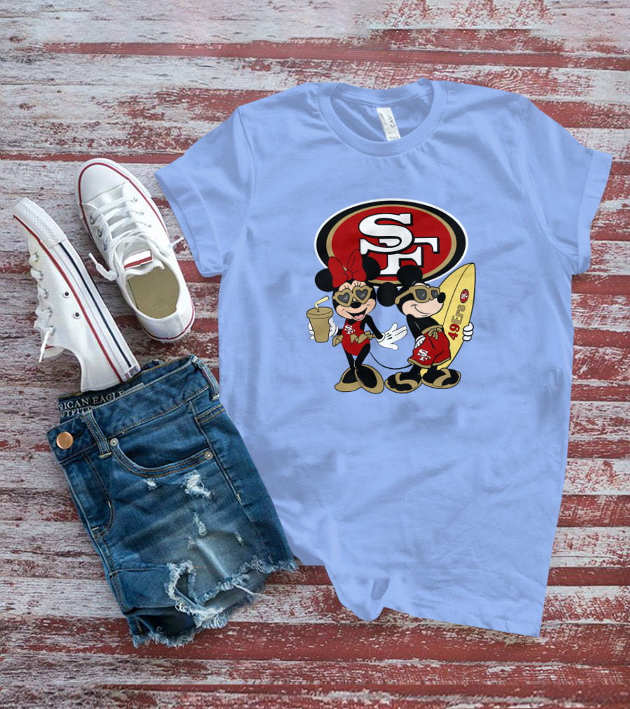 49ers Mickey Minnie Surfing Vacation Sf T-Shirt