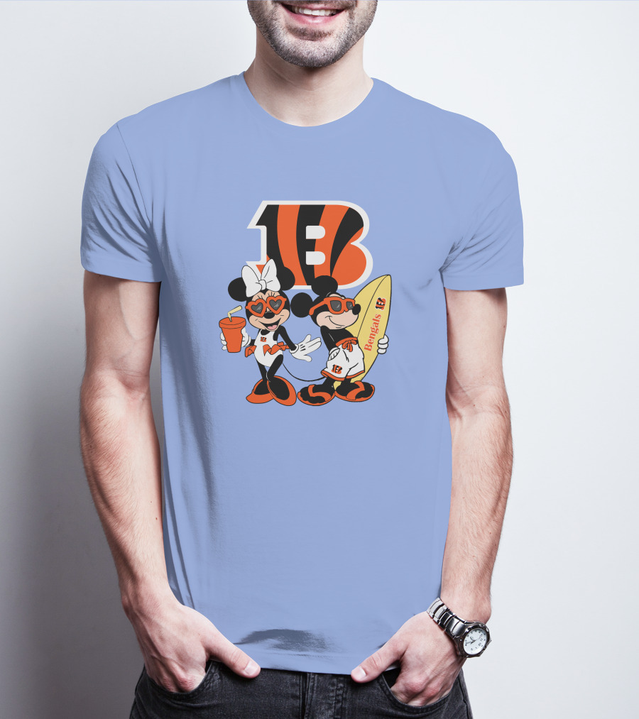 Bengals Mickey And Minnie Vacation Surfer Adventure T-Shirt