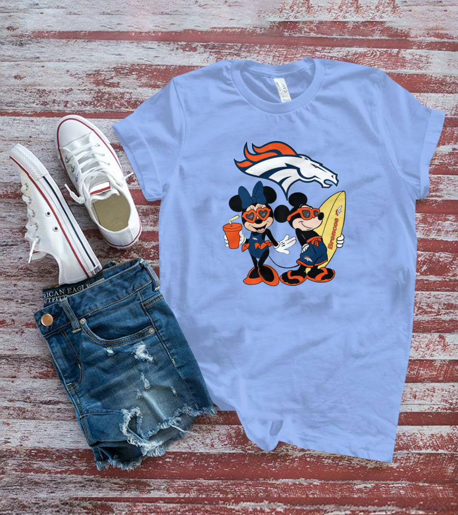 Broncos Mickey Minnie Vacation Surfing Adventure T-Shirt