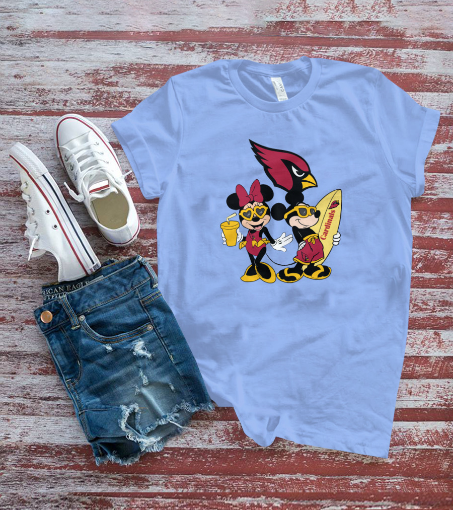 Cardinals Mickey Happy Vacation Surfboarding Fun T-Shirt