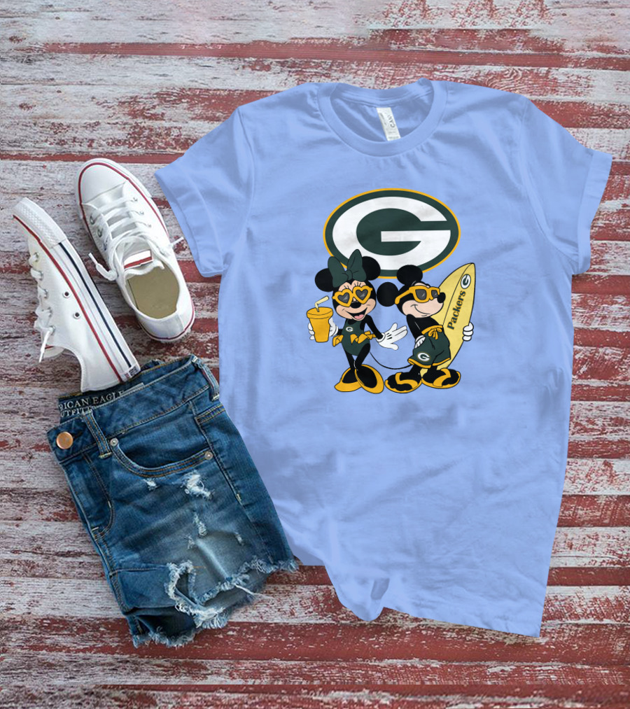 Packers Mickey Minnie Surfing Vacation Fun T-Shirt