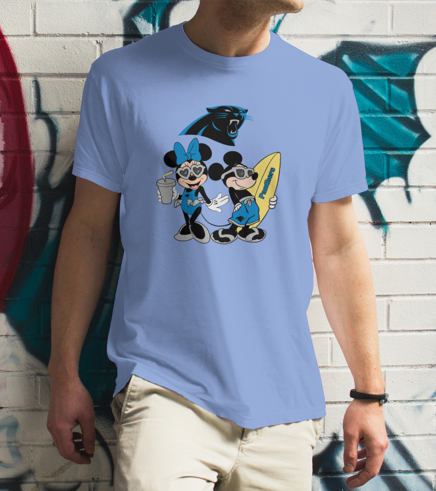 Mickey And Minnie Panthers Surfing Vacation T-Shirt