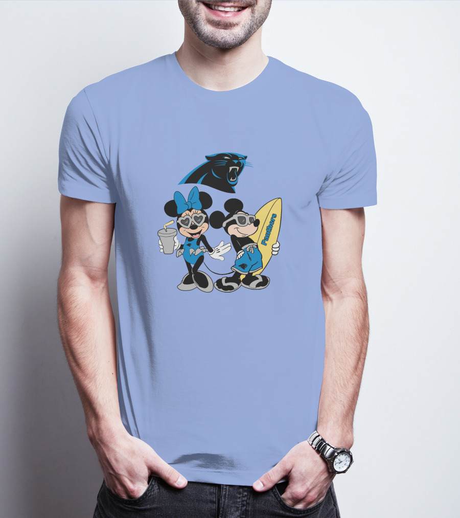 Mickey And Minnie Panthers Surfing Vacation T-Shirt