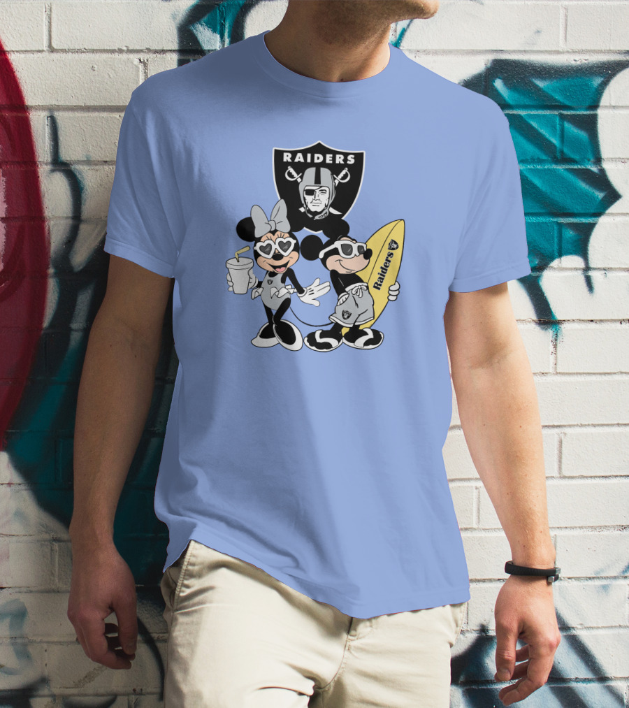 Raiders Mickey Minnie Vacation Surfing Fun T-Shirt