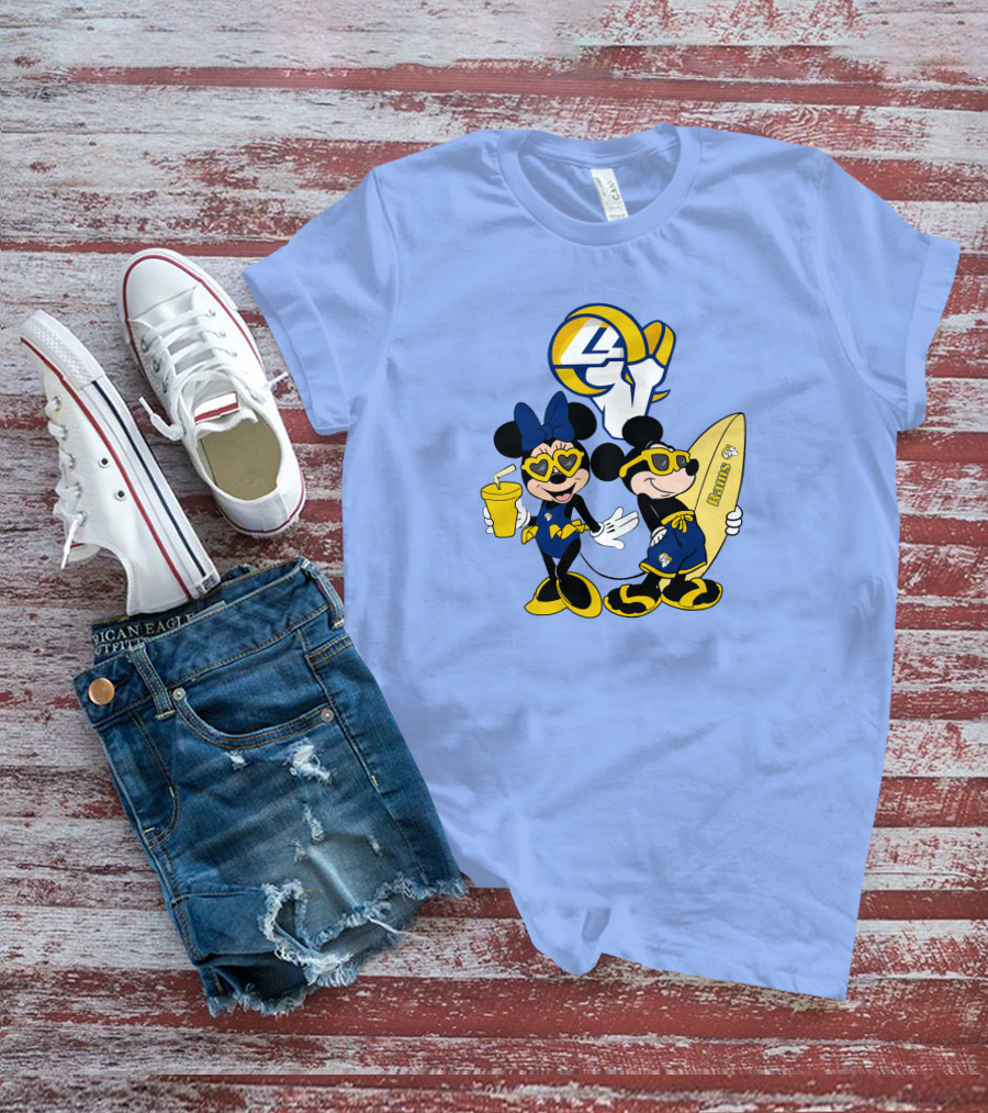 Rams Mickey Happy Vacation Football Surf Adventure T-Shirt