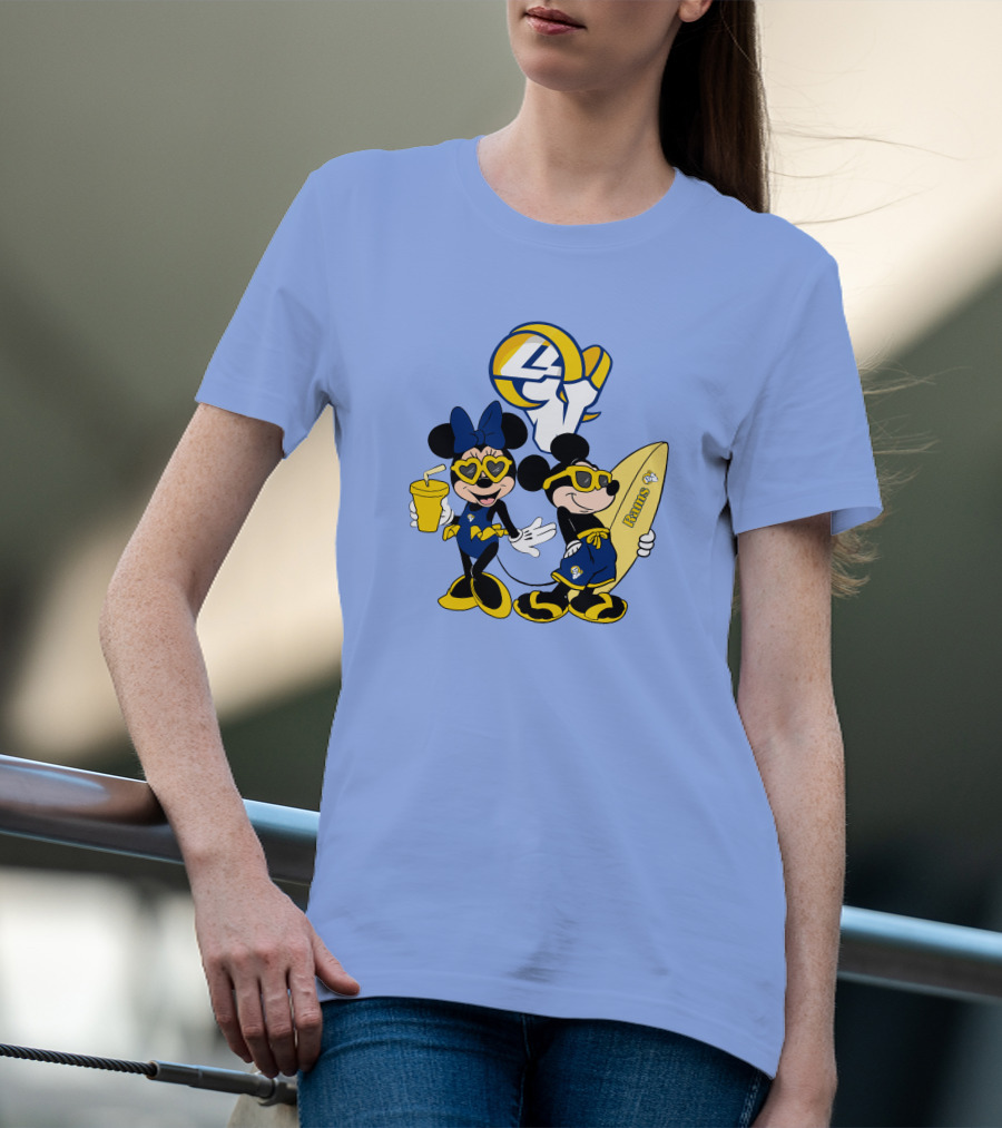 Rams Mickey Happy Vacation Football Surf Adventure T-Shirt
