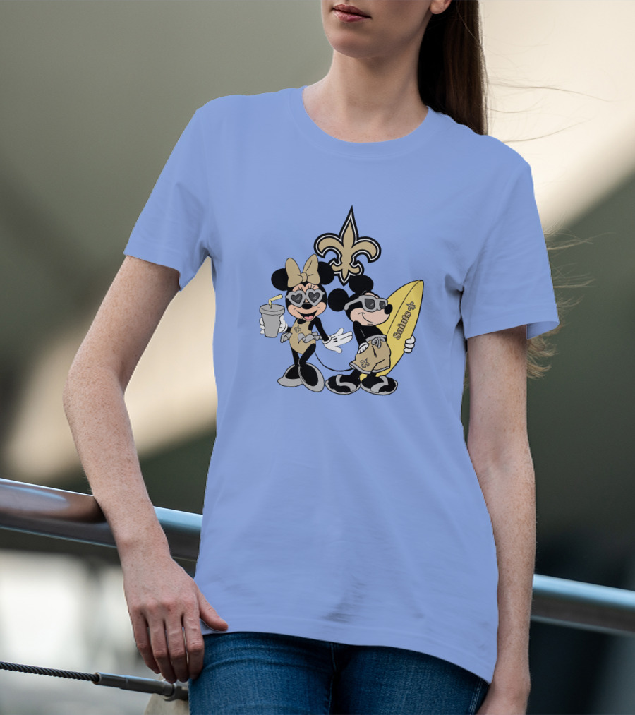 Saints Mickey Happy Vacation Fleur-De-Lis Surfboard T-Shirt