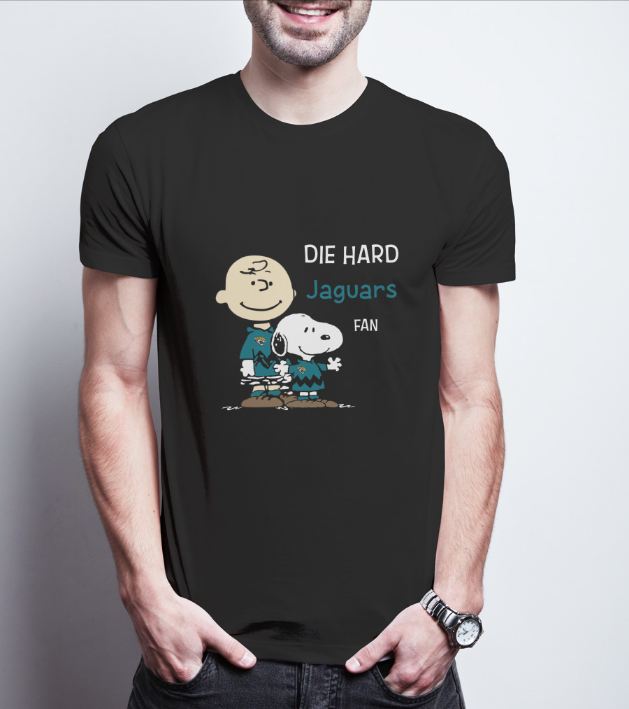 Die Hard Jaguars Fan Snoopy And Charlie Brown Fan Gear T-Shirt