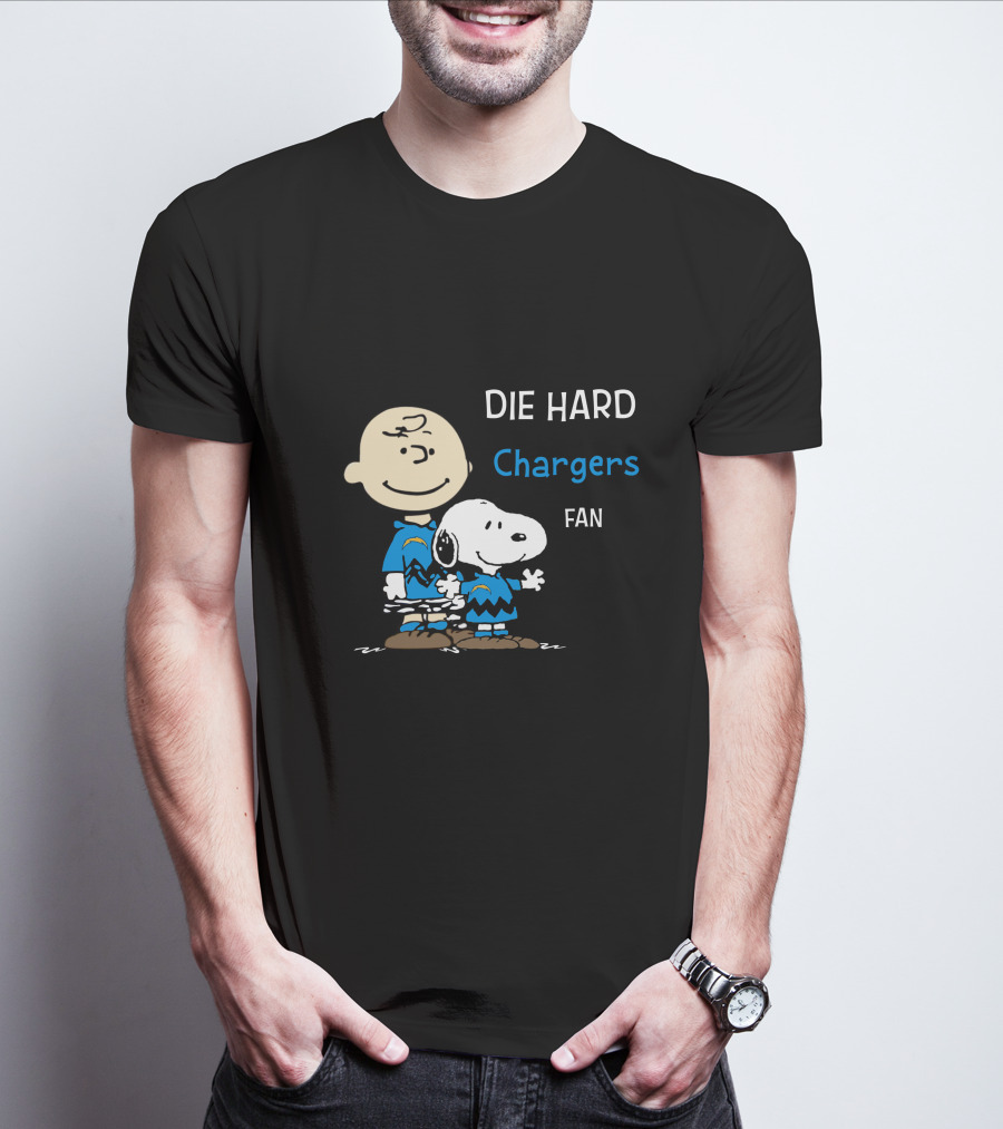Die Hard Chargers Fan Snoopy And Charlie Brown T-Shirt