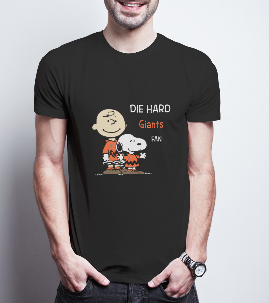 Die Hard Giants Fan Snoopy With Charlie Brown T-Shirt