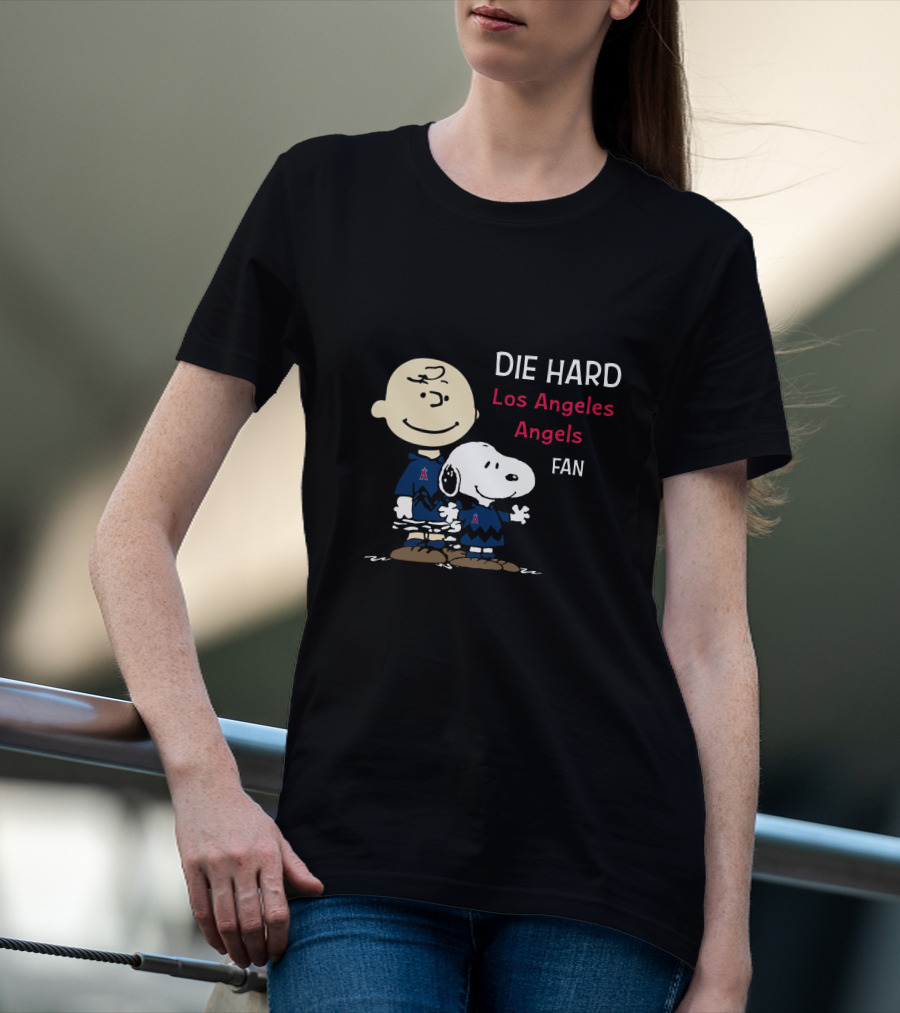 Die Hard Los Angeles Angels Fan Snoopy And Charlie Brown T-Shirt