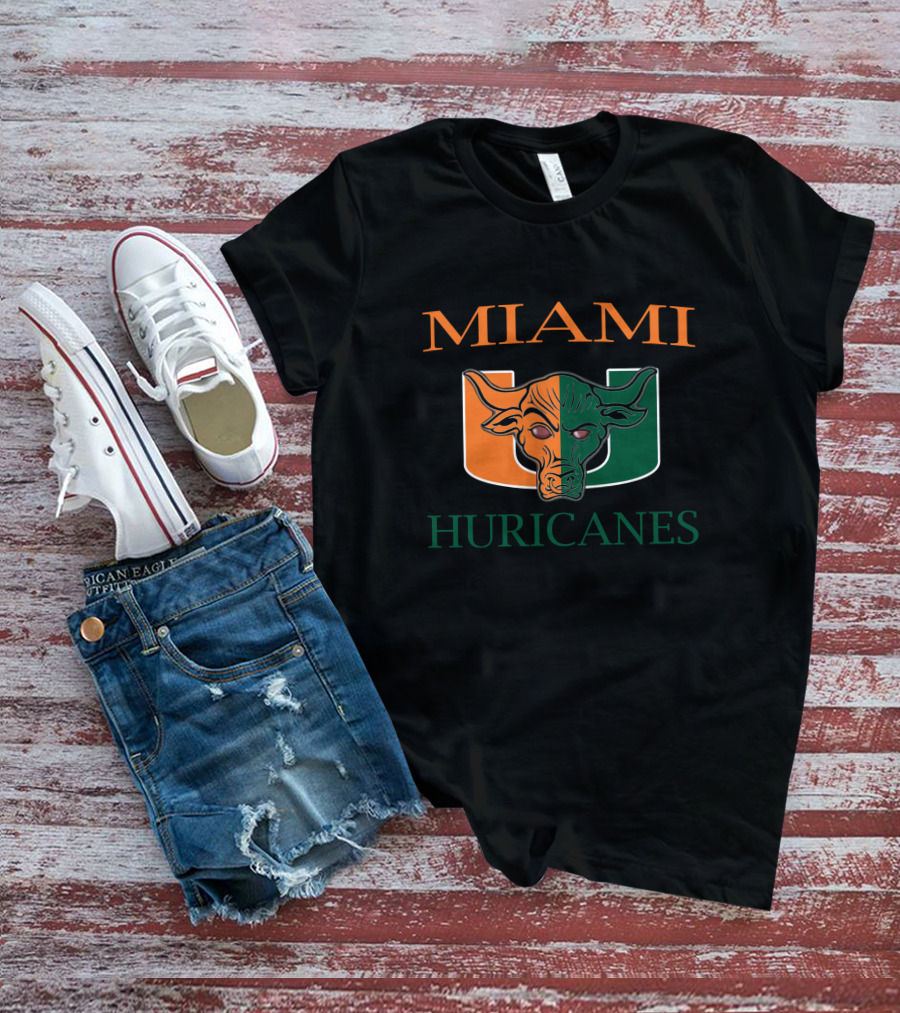 Miami Hurricanes U Logo Bull Head T-Shirt