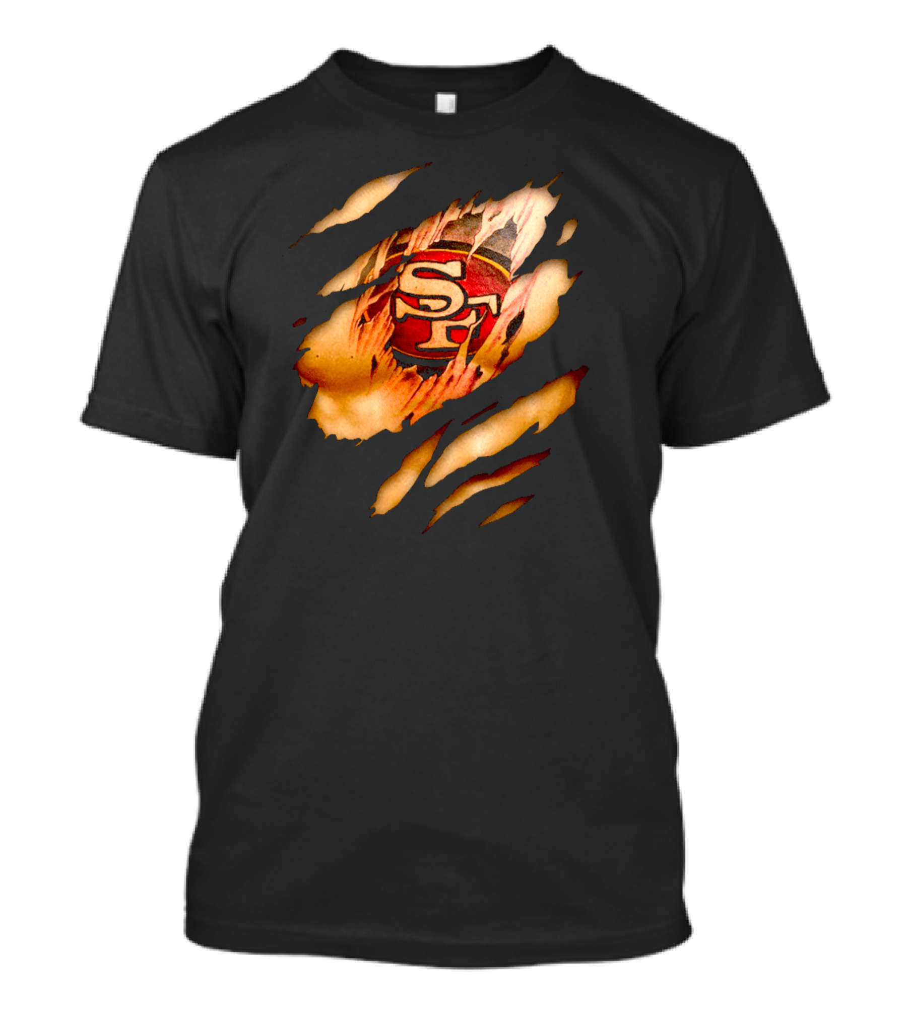 49ers Sf Logo Tattoo Effect Ripped Skin T-Shirt