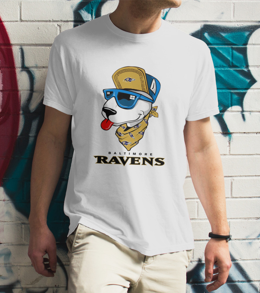 Baltimore Ravens Bull Terrier Bandana Mascot T-Shirt