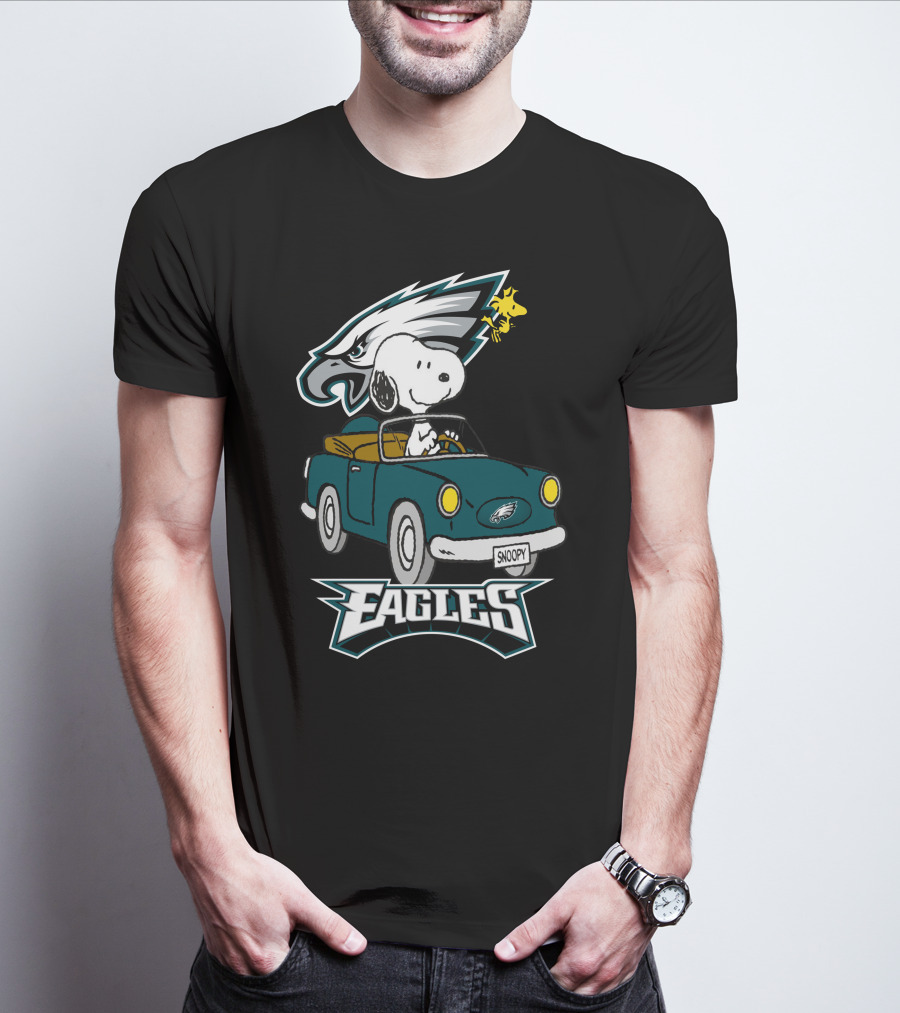 Philadelphia Eagles Snoopy Woodstock Driving Fun T-Shirt