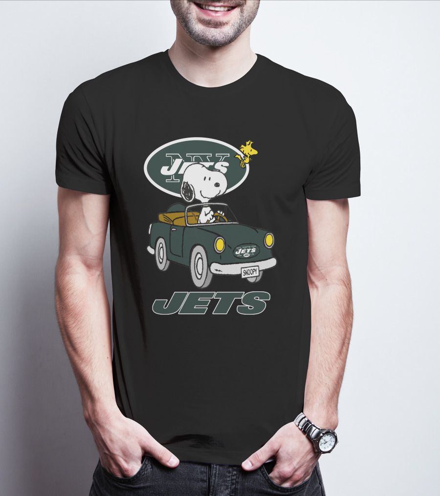 Jets Snoopy Woodstock Driving Car NY T-Shirt