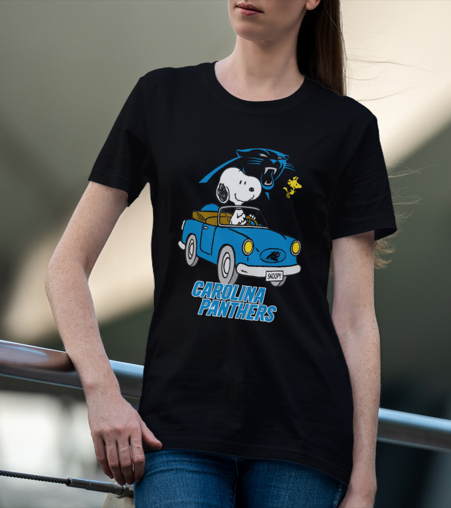 Carolina Panthers Snoopy Driving Adventure T-Shirt