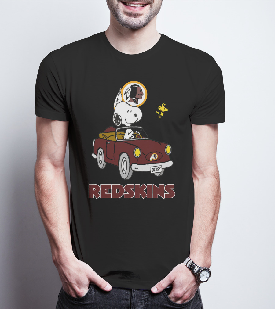 Snoopy Redskins Car Ride With Woodstock T-Shirt