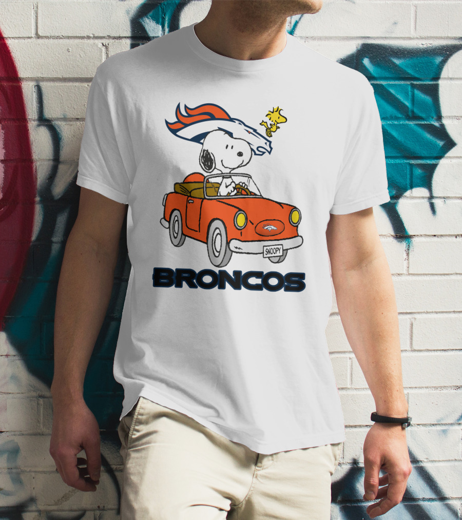Broncos Snoopy Driving Adventure With Woodstock NFL T-Shirt