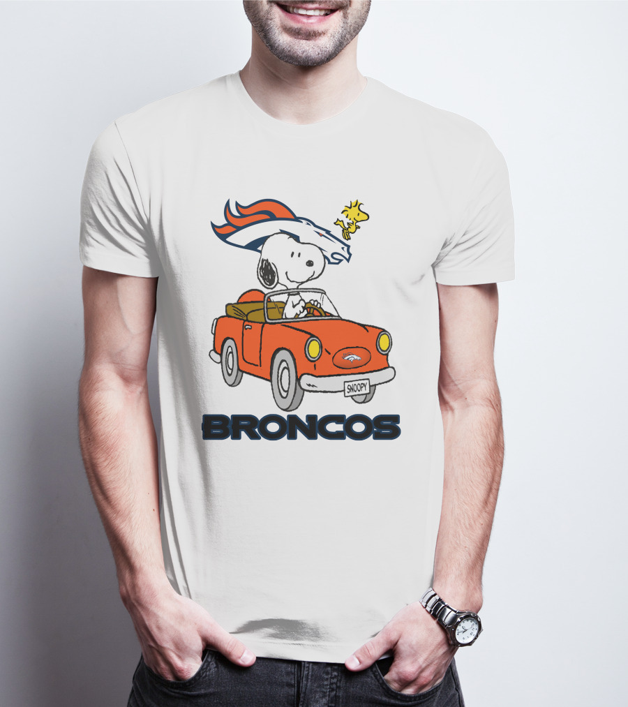 Broncos Snoopy Driving Adventure With Woodstock NFL T-Shirt