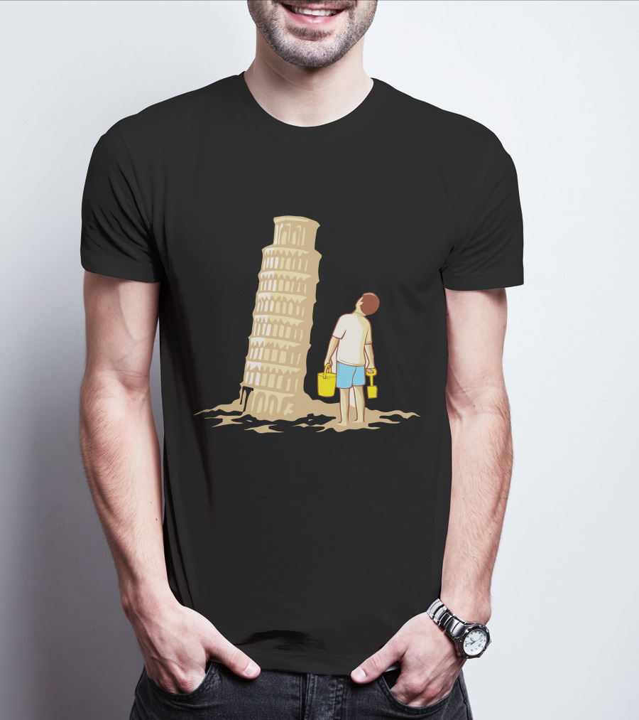 Sandcastle Builder Leaning Tower Of Pisa Summer Fun T-Shirt