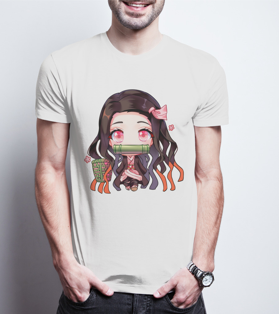 Nezuko Fanart Chibi Style Pink Aesthetic Character T-Shirt