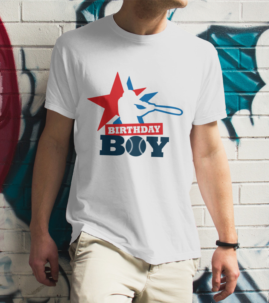 Birthday Boy Baseball Silhouette Star T-Shirt