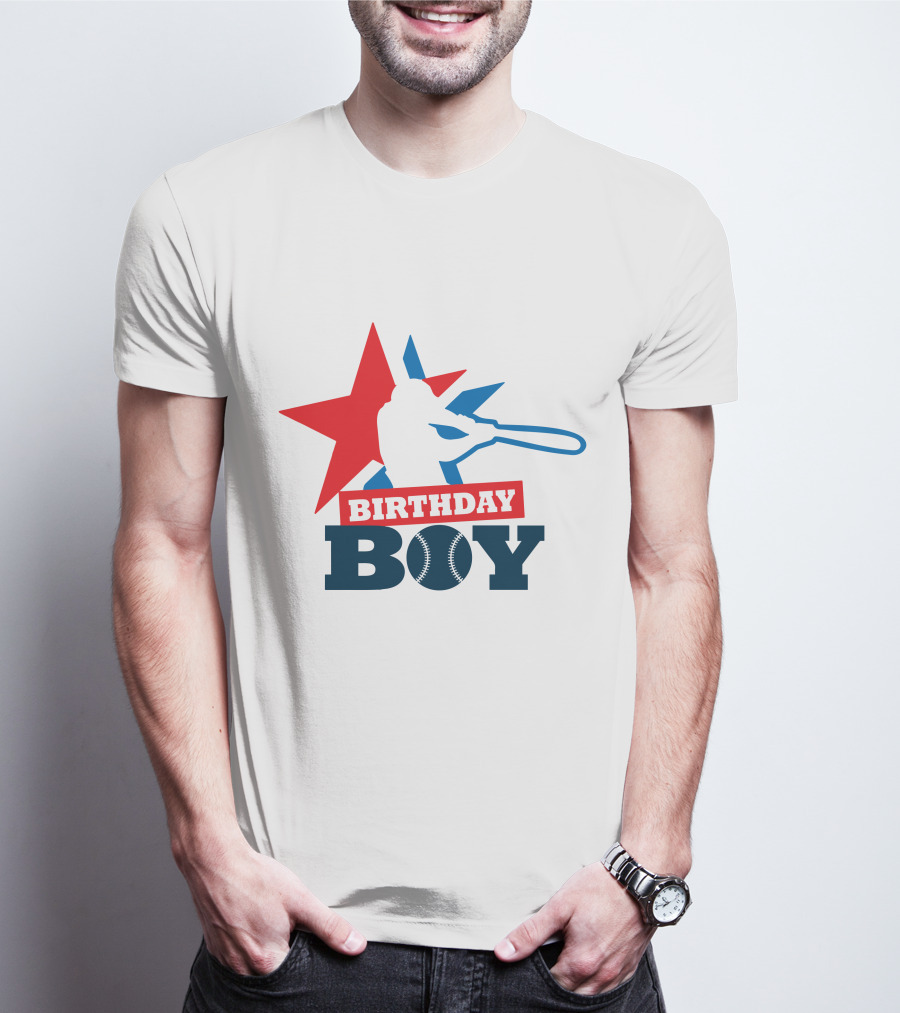 Birthday Boy Baseball Silhouette Star T-Shirt