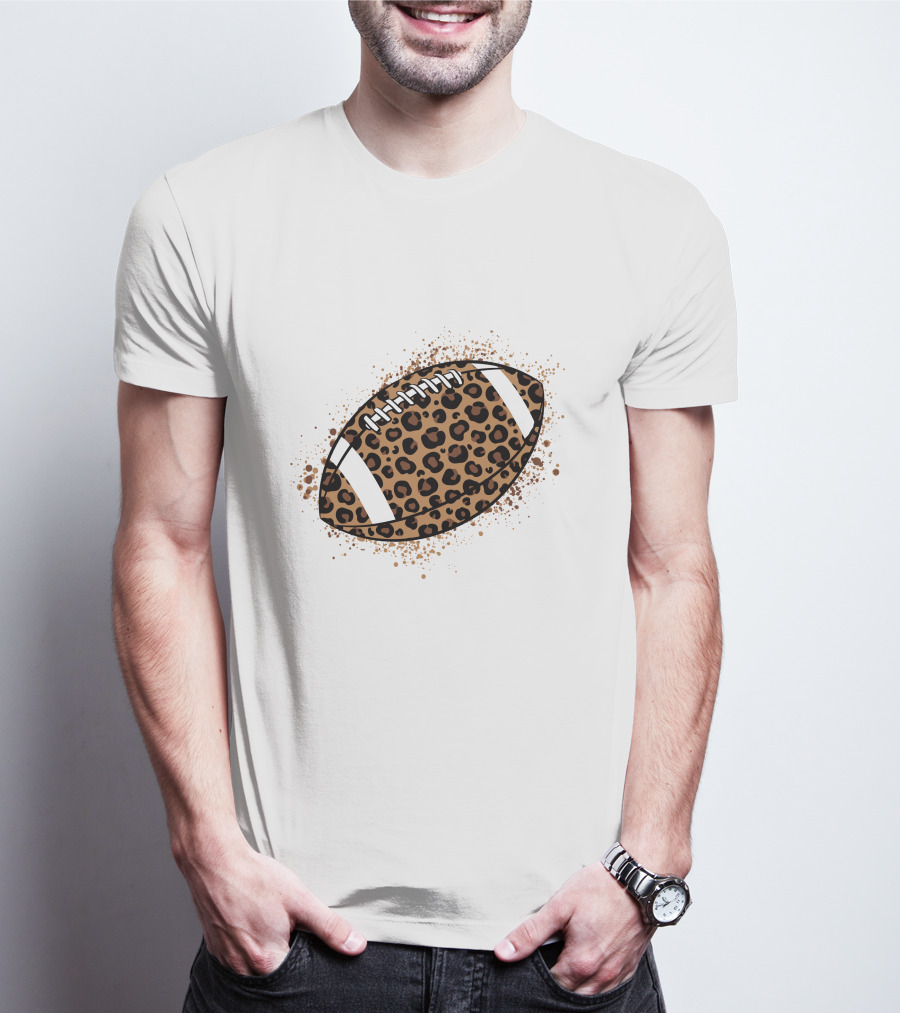 Leopard Print American Football Ball T-Shirt