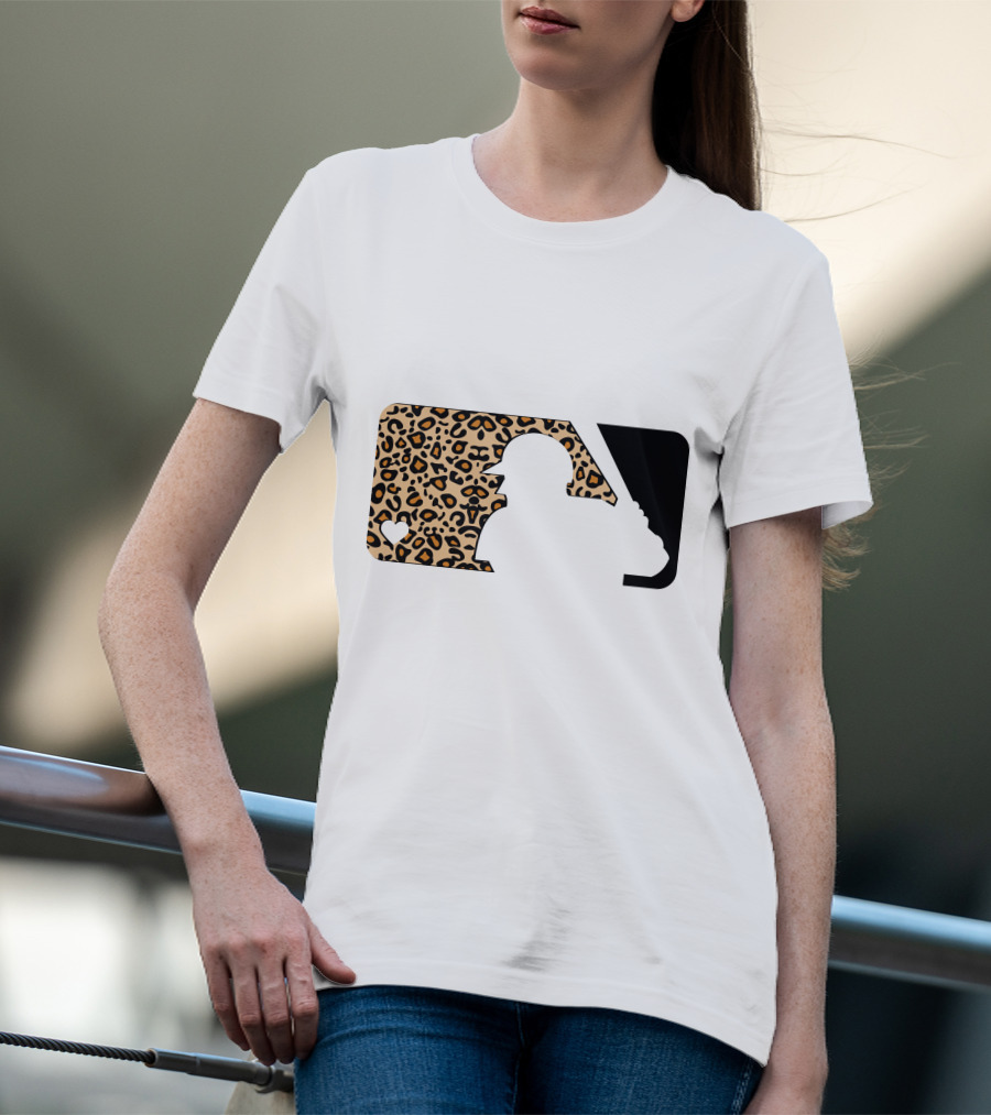 MLB Baseball Leopard Print Batter Silhouette Sublimated T-Shirt