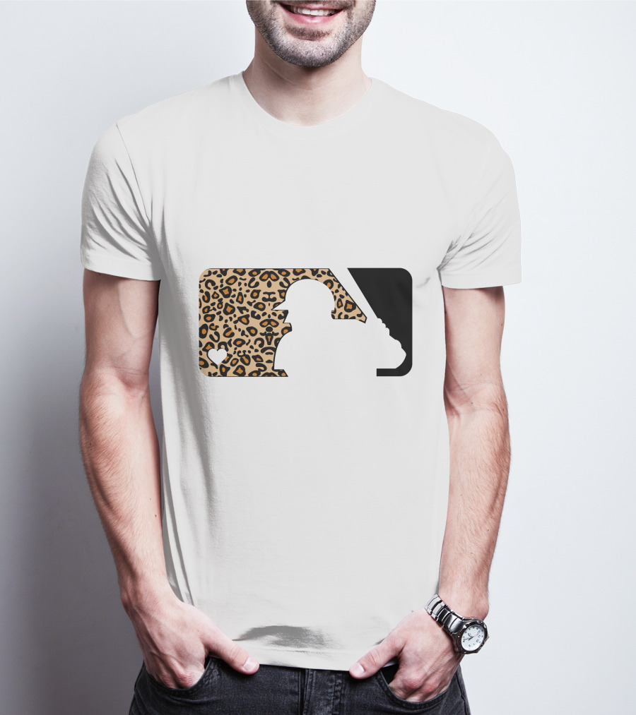 MLB Baseball Leopard Print Batter Silhouette Sublimated T-Shirt