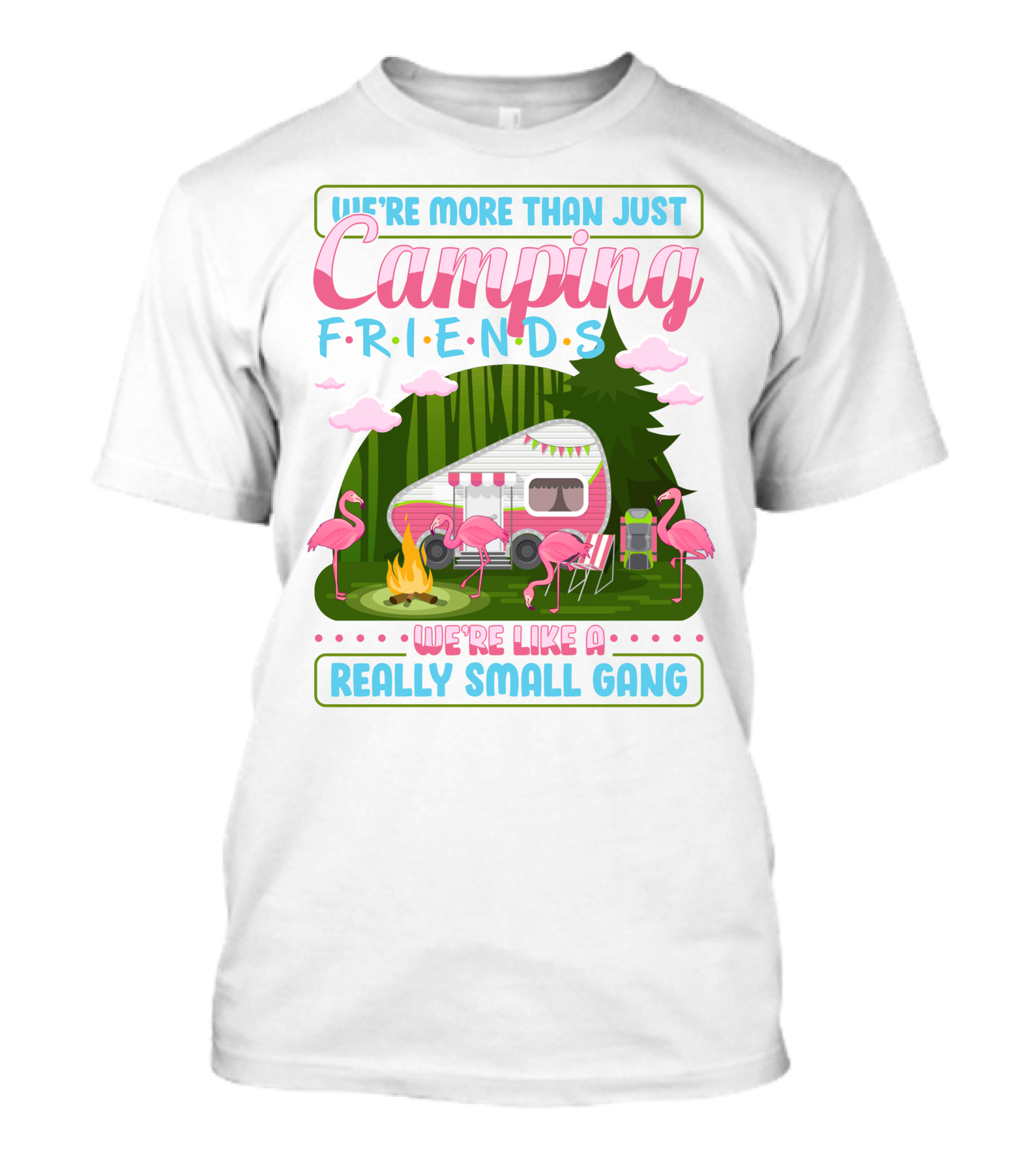 We're More Than Just Camping Friends Flamingo Gang T-Shirt