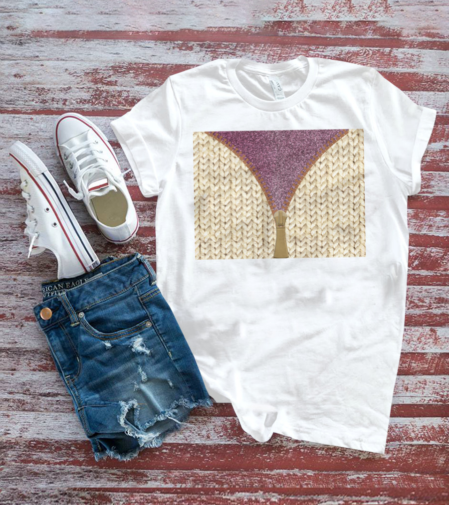 Rose Gold Glitter Knitted Sweater Zipper Tumbler T-Shirt