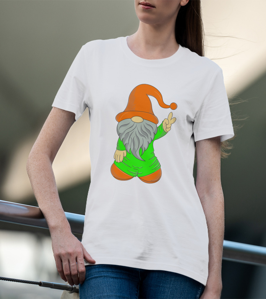 Cute Gnome Say Hi Peace Gesture T-Shirt