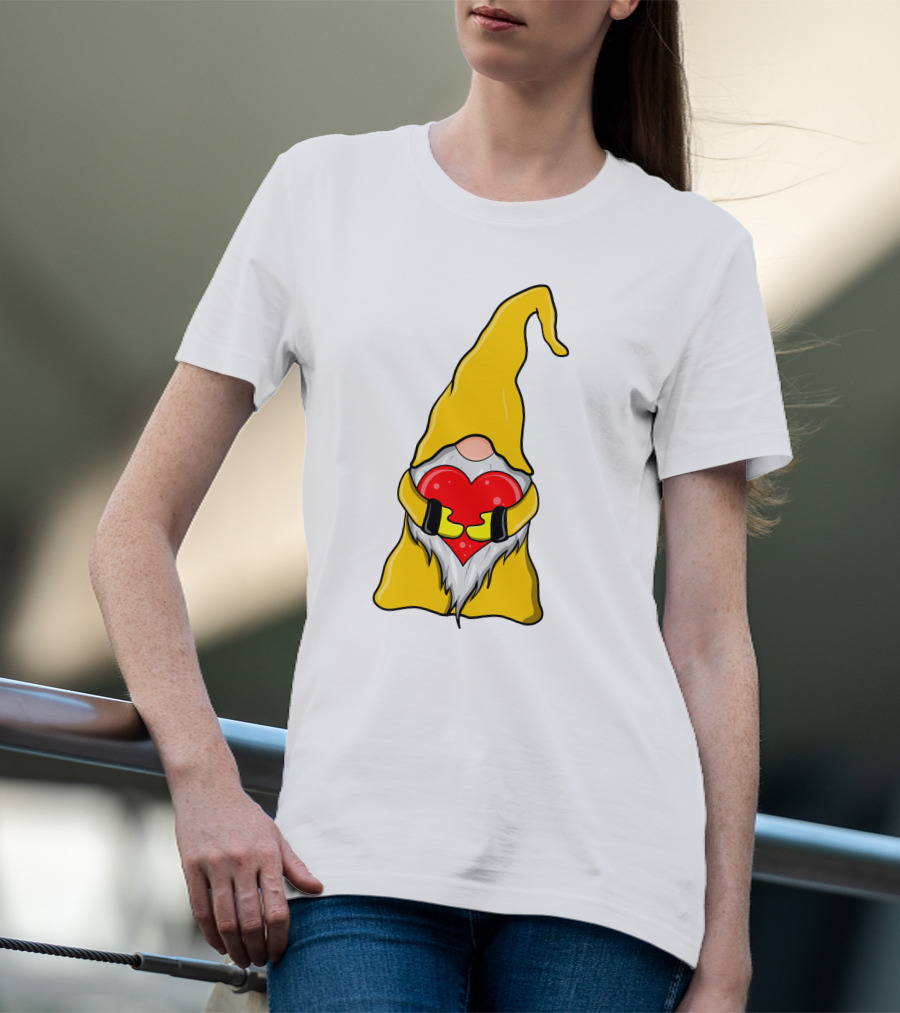 Gnome Holding Heart Hippie Valentine T-Shirt